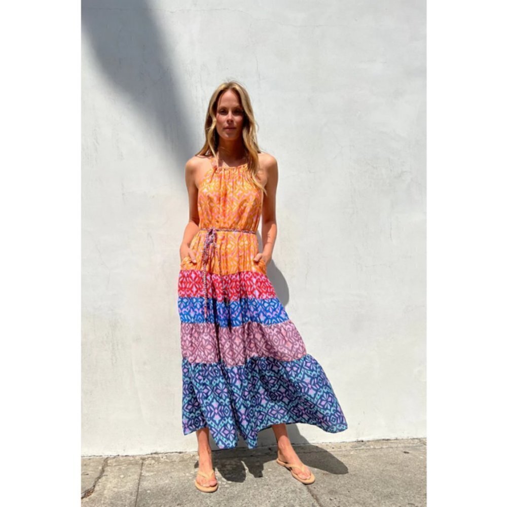 💕XIRENA💕 Viv Dress ~ Fiesta Multi-Color-Block Print XL NWT - Picture 4 of 16